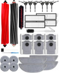 30 Pack Accessories Kit for Roborock S8 MaxV Ultra/S8 Max Ultra Robot Vacuum Cleaner, 2 Main Brushes, 6 Activated Carbon Dust Bags, 4+4 Mop Cloths, 4 HEPA Filters, 6 Side Brushes,1 Self-Cleaning Brush