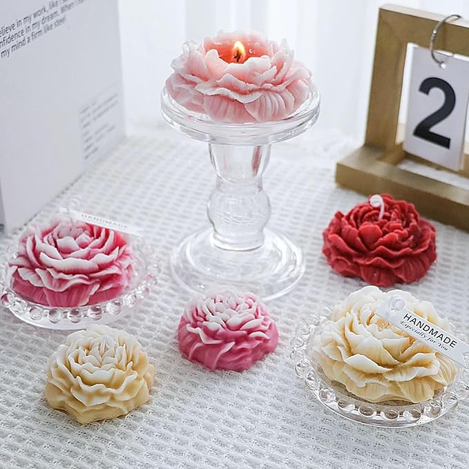 2Pcs Peony Silicone Candle Flower Wax Mold Silicone for Candles Resin Making Molds Moldes De Silicona para Hacer Velas Artesanales De Silicona,for Making Mothers Day Gifts for Mom Daughter