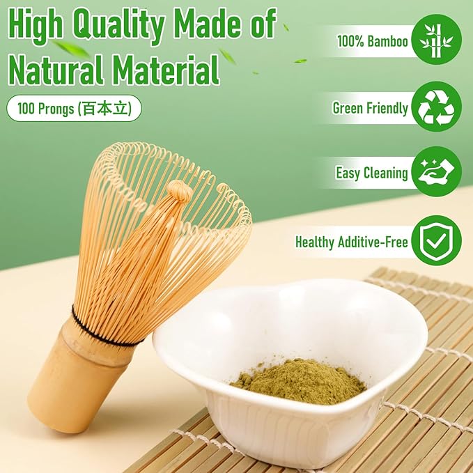 3Pcs Ceremonial Grade Matcha Whisk Set with Bamboo Matcha Whisk, Scoop & Spoon – Traditional Bamboo Tea Set for Macha Tea Preparation – Ideal Gift Macha kit for Beginners and Enthusiasts