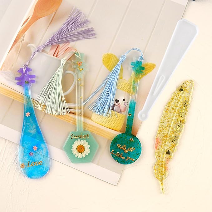 5Pcs Bookmark Resin Silicone Mold Classical Instruments Shapes Bookmarks Epoxy Resin Molds for Casting Resin Mold for Epoxy Crafts DIY Book Lovers Gifts
