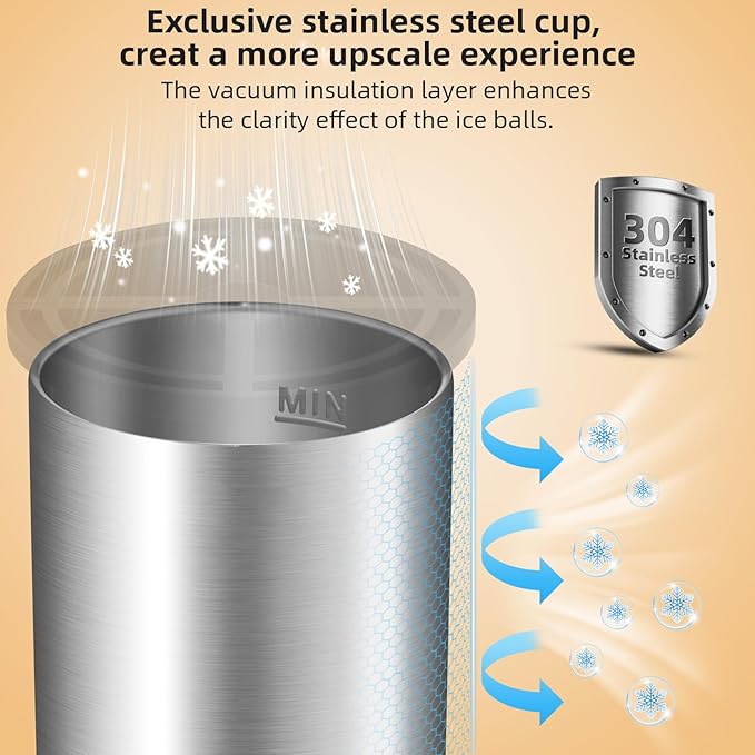 Clear Ice Cube Maker, 2.5 Inch Stainless Steel Crystal Large Clear Ice Ball Maker, Silicone Ice Cube Mold for Cocktails, Drinks & Bourbon, Whiskey Gifts for Men, Metal Color(2 Pack)