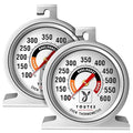 2-Pack Oven Thermometer, Upgraded 100-600°F No-Holes Non-Discoloring Easy-to-Clean for Healthier Cooking, Easy-to-Read with Large Bright Numbers for Gas & Electric Ovens, Grills, and Smokers