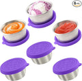 6x1.6 Oz Salad Dressing Containers With Lids, Small Leakproof Reusable Stainless Steel Salad Dressing Container To Go For Lunch Boxes,Sauce containers, Picnics,Travel Meal Prep And Kitchen Storage.