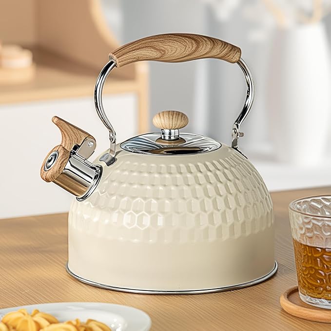 Stovetop Tea Kettle - 2.1 Quart Whistling Tea Pot for Stove Top, Premium Stainless Steel Teapot for All Stovetops | Elegant Design & Heat-Resistant Handle