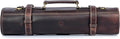 Leather Knife Roll Storage Bag, Elastic and Expandable 10 Pockets, Adjustable/Detachable Shoulder Strap, Travel-Friendly Chef Knife Case (Florida Brown, Leather)