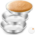 BEWOS 103 Pcs 7.4" Round Cake Pans - Nonstick Stainless Steel Cake Pans with 100 Pcs Parchment Paper, Non-Toxic Cake Baking Pans with Handles, Mirror Finish & Dishwasher Safe