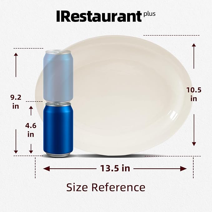 Stoneware Narrow Rim Commercial Grade Dinnerware (America White, Platter 13.5" x 10.5")
