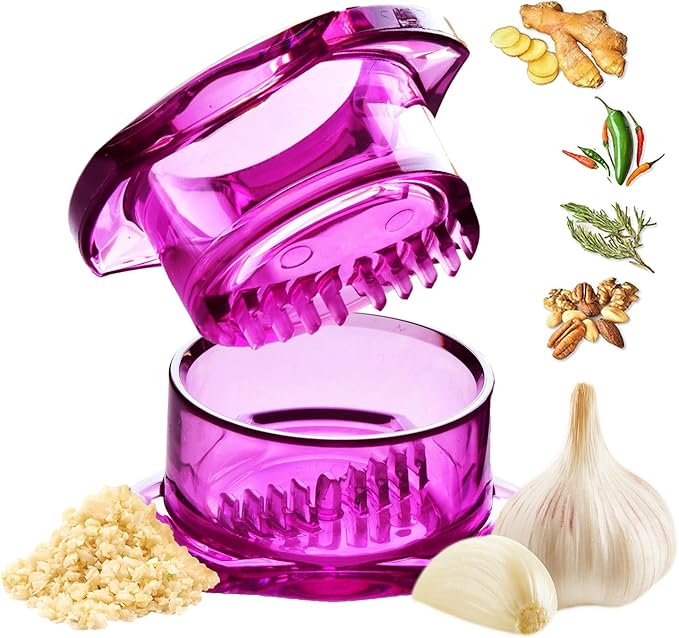 Nextrend Garlic Twister 4th Gen – Garlic Mincer & Garlic Press in One, for Ginger, Herbs, Nuts & more, BPA-Free, Dishwasher Safe, 3–5 Clove Capacity - Purple