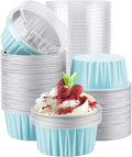 EUSOAR Cake Baking Cups, 100pcs 5oz 125ml Muffin Liners With Lids, Disposable Aluminum Ramekins, Cupcake Liners, Foil Pudding Cups Holders Pans
