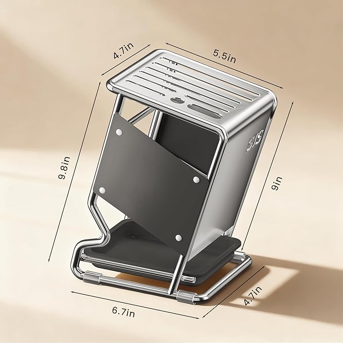 Knife Block Holder without Knives, Universal Kitchen Storage Stand, Safe Space Saver Large Volume Stable Knife Storage With a drip tray at the base Detachable for Easy Cleaning - Grey