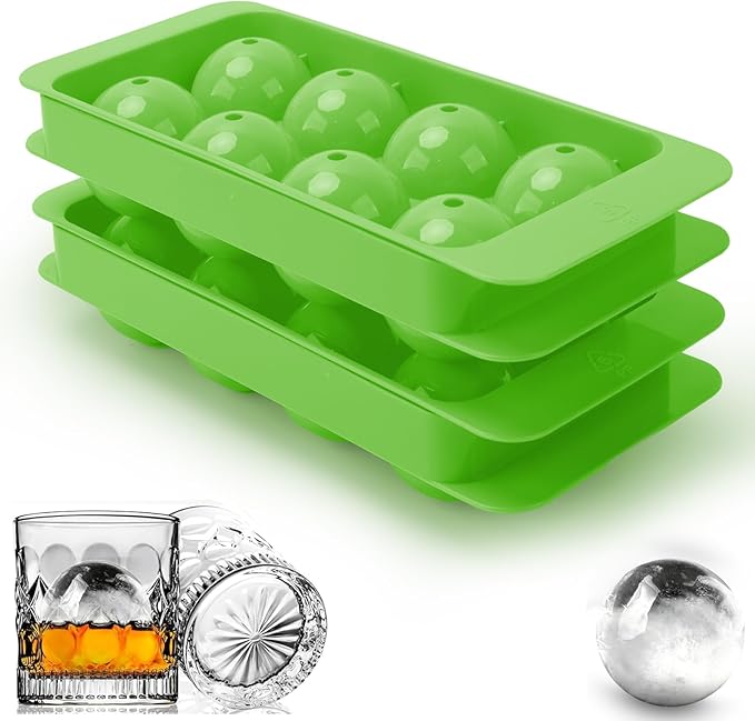 Round Ice Cube Mold,1.8 INCH x 8,Whiskey Ice Cubes Mold,Circle Ice Cube Tray with Lid,Ice Ball Maker Mold Sphere Ice Cube,Large Ice Cube Molds for Whiskey,Cocktails,Coffee