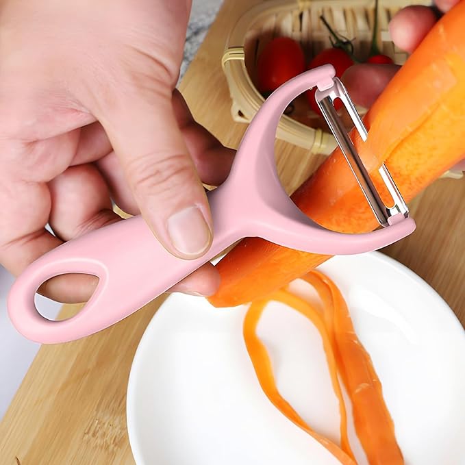 Apple Peeler:Pear Fruit Vegetable Peeler,Manual peeler for Peeling Apples, Pears, Cucumber;Garlic Carrot Potato Cheese Zester Grater, Essential Kitchen Tool(2-Pack) (pink)
