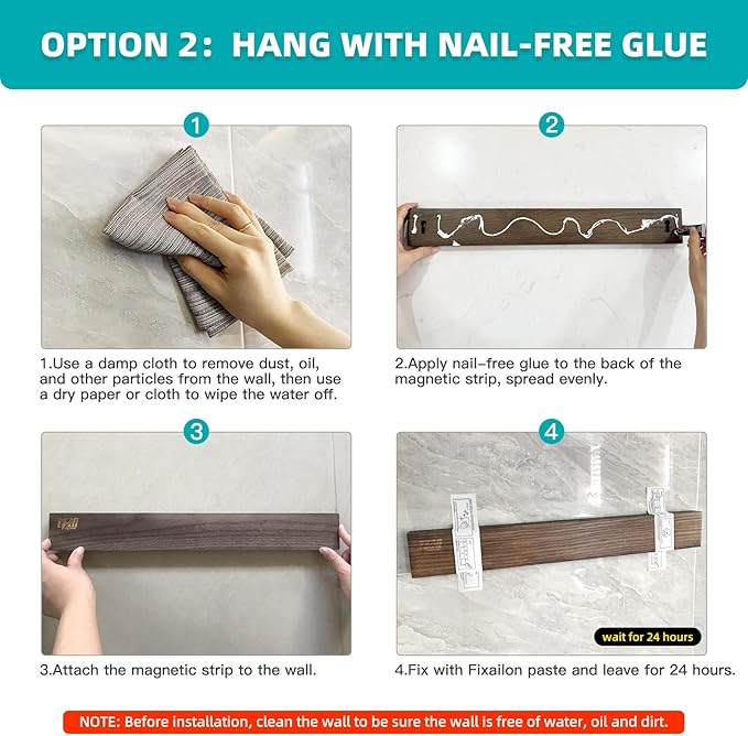 FINDKING Ash Wood Magnetic Knife Strip, Magnet Utensil Holder for Wall, Refrigerator, Wooden Rack for Kitchen Knives, No Drill (Dark Brown, 12 Inches, Without Knives)