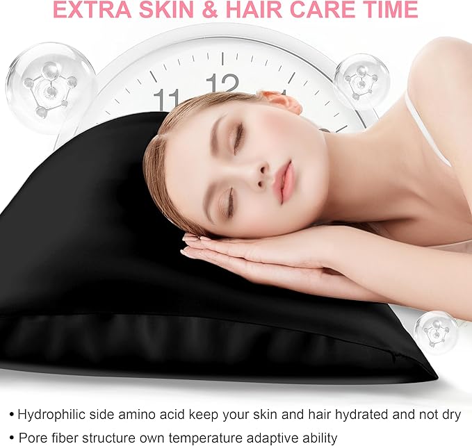 Silk Body Pillow Cover with Zipper, Mulberry Silk Pillow Cases Body Size Ultra Smooth and Soft Breathable Cooling Silk Satin Body Pillowcase for Hair and Skin (20x54 Inches, 1 Pack)