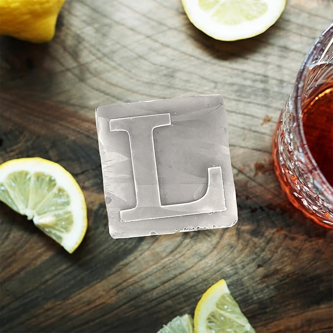 Letter L Monogram Ice Cube Mold Custom Ice Cube Mold 2 Inch Big Initials Silicone Ice Cube Tray Gifts for DAD Gifts for Him