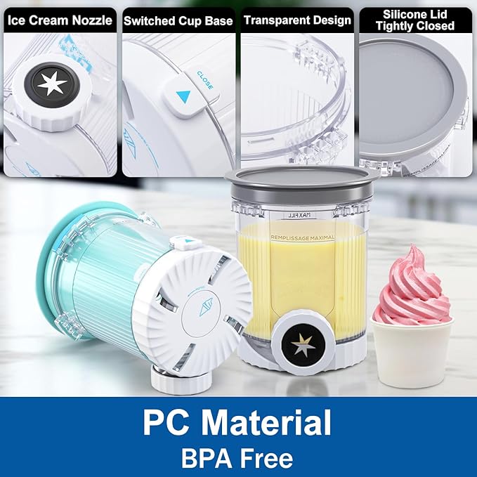Creami Pints and Lids for Ninja Swirl, 2 pack Creamy Icecream Containers Cups Jars Tubs Canisters Smoothie Pot Compatible with NC700 Series Creamer Ice Cream Cones Machine Serve Soft Maker Accessories