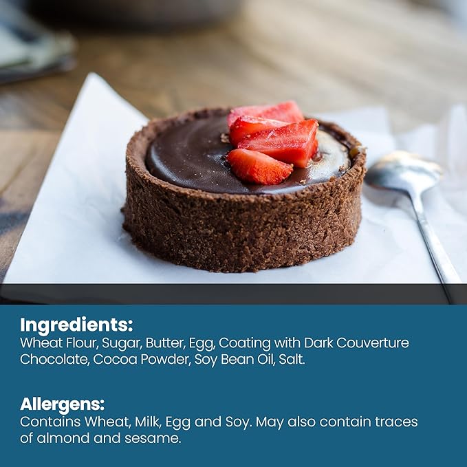 Cambie Round Chocolate Medium Tart Shells, 2.17" in Diameter, French Style Cocoa Tarts with Dark Chocolate Coating (Pack of 40)