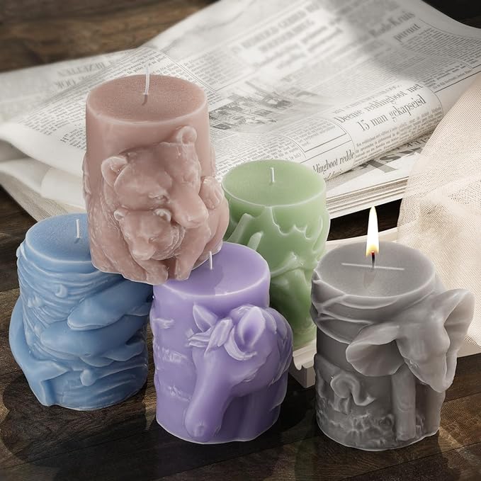 Bear Cylinder Animal Resin Casting Silicone Mold for Home Decor & Candle Making Wave Spiral Mold