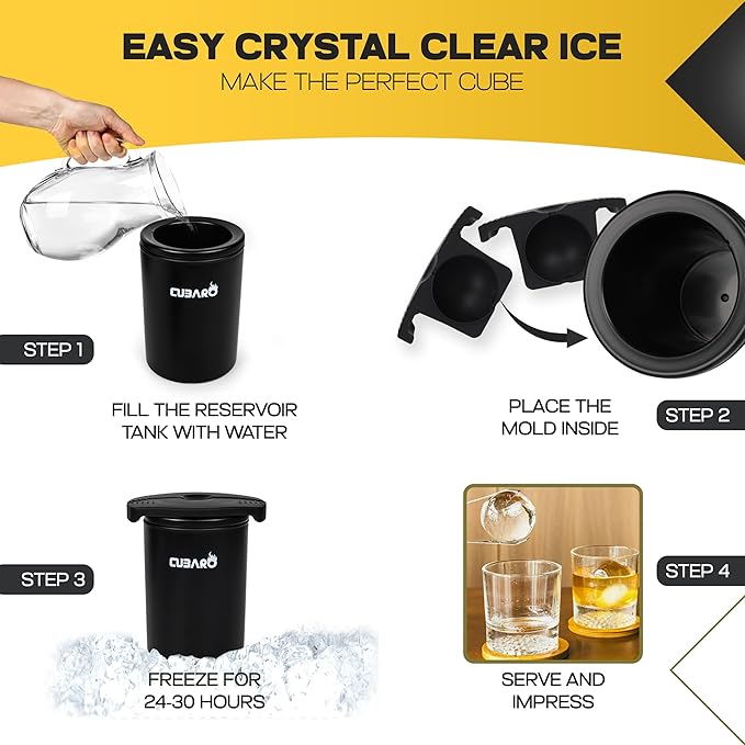 Single Clear Ice Ball Maker – 2.4" Crystal Clear Sphere Ice Mold with Premium Hard Shell Design – Round Ice Mold for Whiskey, Cocktails, Bourbon & Scotch (Single Ball)