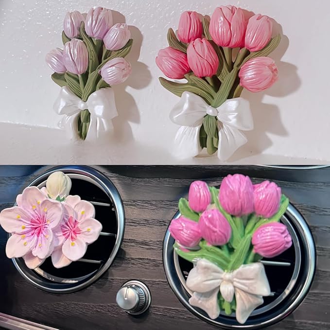 3D Tulip Bouquet Gypsum Plaster Mold, Flower Shaped Silicone Mold for Candle, Epoxy Resin and Soap Making, DIY Home Decor and Tulip Car Air Freshener, Unique Birthday Gift Idea