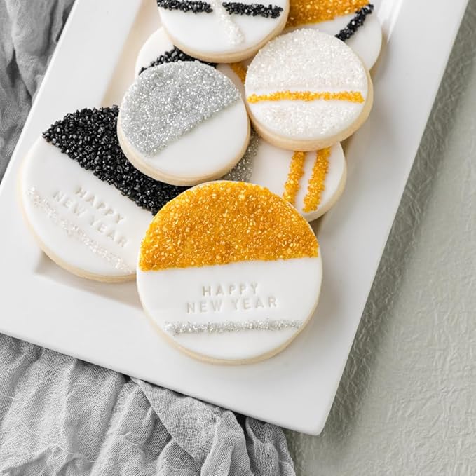 Sweets Indeed Metallic Sugar Crystals 4-Pack – 4.52 oz | Black, Gold, Silver & White Sparkling Sugars in Individual Jars | Premium Baking & Decorating Sugars for Holidays, Parties & Desserts