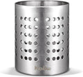 KSENDALO Small Stainless Steel Utensil Holder, SUS304 Silverware Utensil Drying Rack, Utility Sturdy Home Kitchen Daily Use Utensil Drainer for Countertop, Silver (5.32inch Tall)