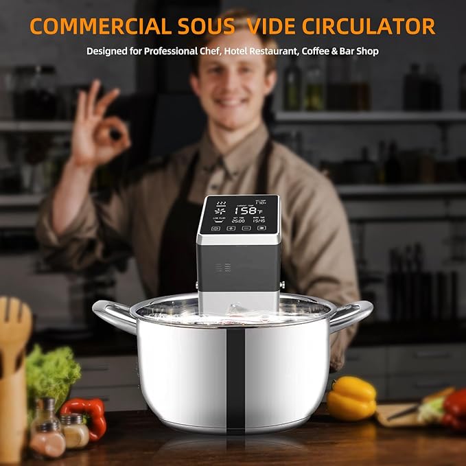 Anchorchef Sous Vide 1400W Precision Cooker, Professional Sous Vide Cooker with Stainless Immersion Circulators, with large Touchscreen Accurate Temperature Timer, Fast-Heating, Powerful Pump Design