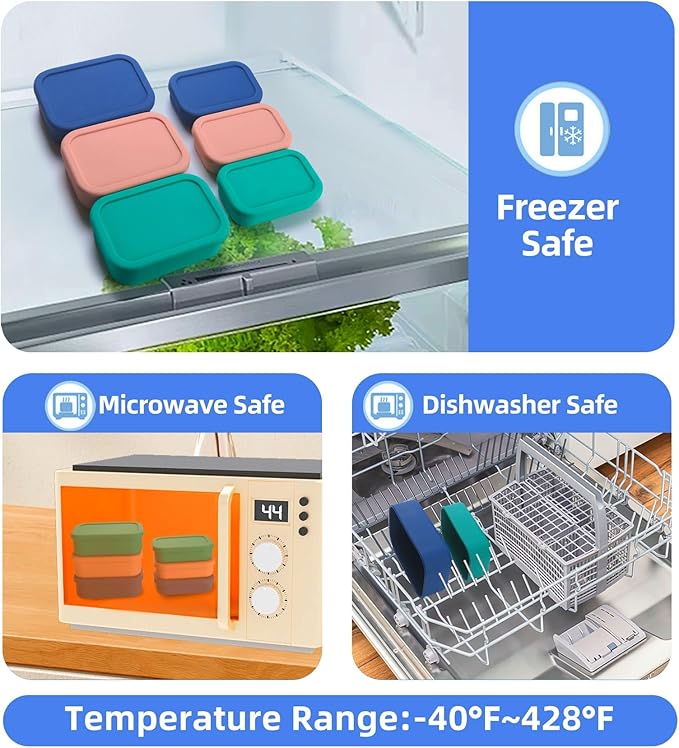 2 Cup and 1 Cup Silicone Freezer Trays with Lid 6 Pack Silicone Freezer Molds soup freezer containers Make 6 Perfect Soups, Broths, Stews, Sauces, Curries (Multicolor 6 Pack)