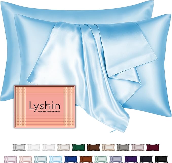 Mulberry Silk Pillow Cases 2 Pack King Size 20x36 Inches with Hidden Zipper, Ultra Smooth and Soft Breathable Cooling Silk Satin Pillowcase Set of 2, Better for Hair and Skin, Gifts for Women Men