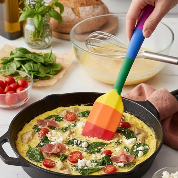 Cooking With Pride Non-Stick Scraper Spatula, Heat-Safe Silicone With Iron Core, 10.75-Inch