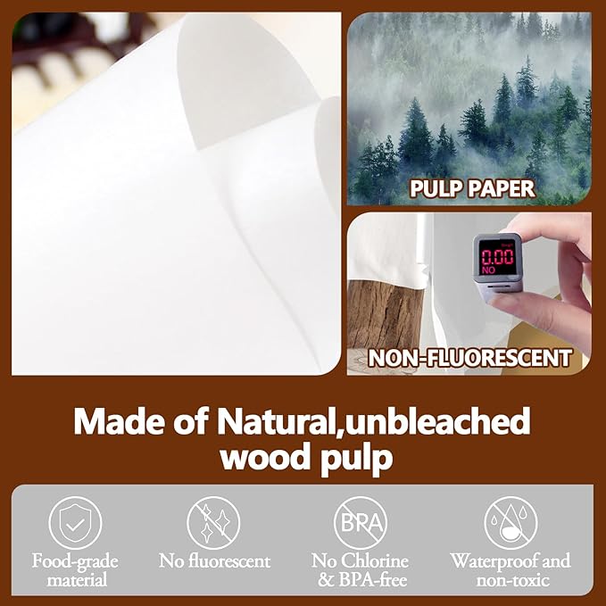 200PCS Thickened Precut Parchment Paper Sheets, 9×13 In Heavy Duty Non-Toxic & Unbleached Parchment Baking Paper for Baking, Grilling, Non-Stick & Comes in Convenient Packaging, White
