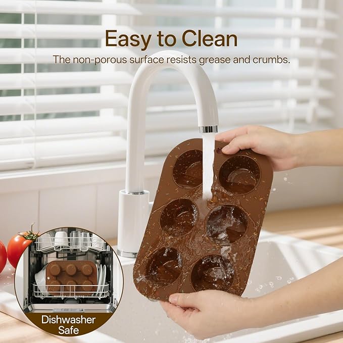 2 Pack Silicone Muffin Pan for Baking, Regular Size Nonstick Cupcake Pan, 6-Cup Silicone Muffin Tin BPA Free Dishwasher Safe, Great for Muffin Cupcake Brownie Egg Tart