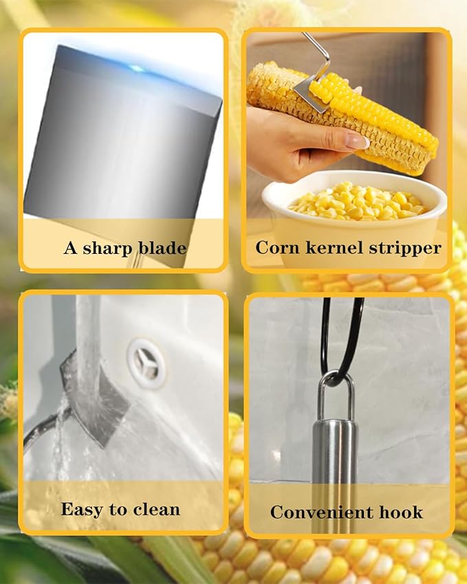 2 Packs Corn Peeler for Corn on the Cob, 2025 Upgraded Corn Stripper for Corn on the Cob, Long Handle Stainless Steel Corn Stripping Tool for Home Kitchen, Easy Clean Corn Cob Peeler as Gift for Women