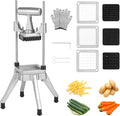 Commercial Vegetable Chopper & French Fry Cutter Stainless Steel - Includes 3 Blade Sizes (1/2",3/8",1/4")- Perfect for Home Kitchen or Restaurant Use - Dices, Slices & Chops Fruits and Potato