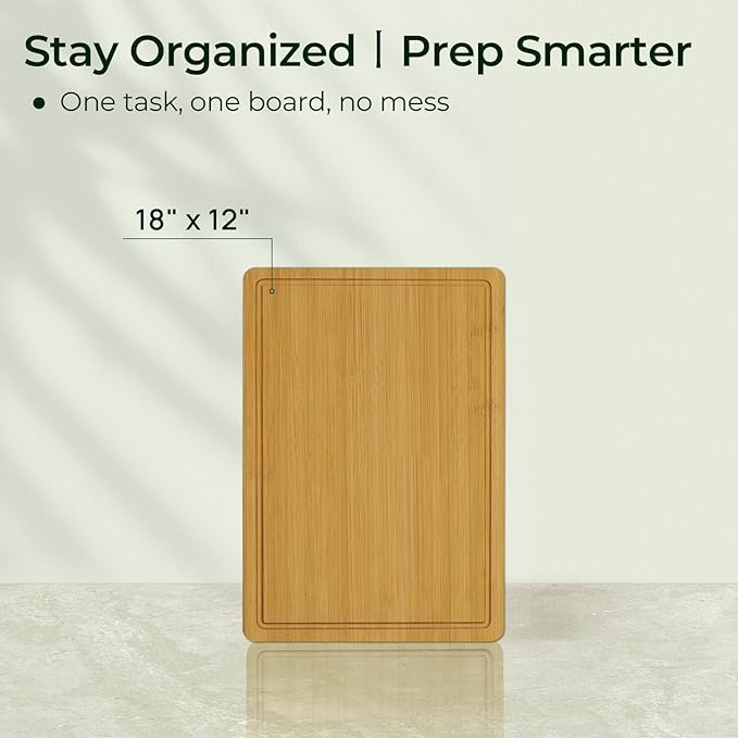 Kitchen Essentials Natural Bamboo Cutting Board XL With Durable, Knife-Friendly Surface & Deep Juice Groove – Perfect For BBQ(Pre Oiled, Natural)