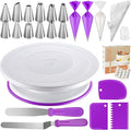 Kootek 71PCs Cake Decorating Kit, Baking Supplies Tools - Includes Cake Stand Turntable, 12 Icing Piping Tips Set, 2 Frosting Spatulas, 3 Scrapers, 50+2 Piping Bags, Coupler, Video Tutorial, Booklet