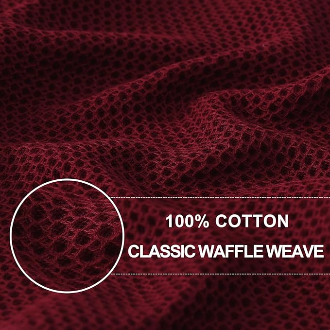 Homaxy 100% Cotton Waffle Weave Kitchen Dish Cloths, Ultra Soft Absorbent Quick Drying Dish Towels, 12 x 12 Inches, 8-Pack, Burgundy