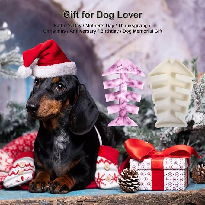 7.5IN Big Fish Bone Dog Cat Treat Mold 1 Pack, DIY Flavors for Puppy. Food Safe Silicone for Oven. Large Ice Cube Mold for Pet Chew, Cooling. Pets Birthday Cake Baking. Fun Gift for Dog Lover
