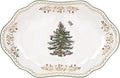 Spode Christmas Tree Gold Medium Oval Platter, 13-Inch Fine Porcelain - Nostalgic Holiday Serveware, Decorative Christmas Tree Pattern with Gold Rim - Dishwasher, Freezer Safe - Festive Table Decor