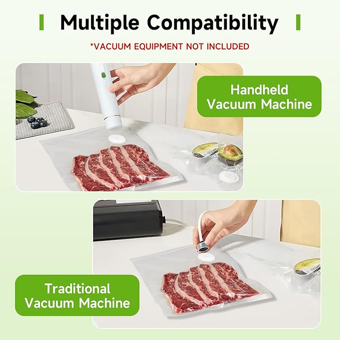 Vacuum Sealer Bags, 30 Reusable Vacuum Sealer Bags for Food, BPA-Free, Meal Prep and Sous Vide Cooking,Works for Handheld Sealer and Vac Sealer Machine with External Vacuum Systems