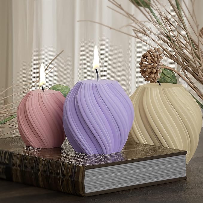 Spiral Wave Silicone Molds - Set of 3 - Resin, Cake, Soap & Clay Molds - Candle Making & Craft Supplies