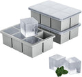 Large Ice Cube Tray for Whiskey 3 Pack, HANCELANT Big Silicone Square Ice Cube Mold with Removable Lid, 2'' Huge Square Ice Cubed Tray for Whisky and Cocktail(Grey)