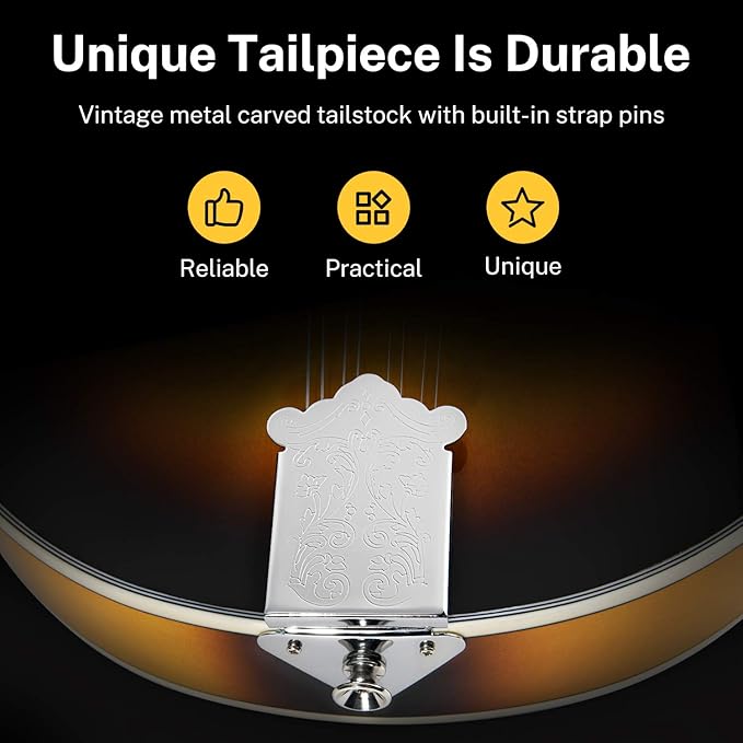 Donner A Style Mandolin Instrument Sunburst Beginner Adult Acoustic Mandolin Musical Instrument Mahogany 8 String, Bundle With Tuner String Bag Guitar Picks,DML-1