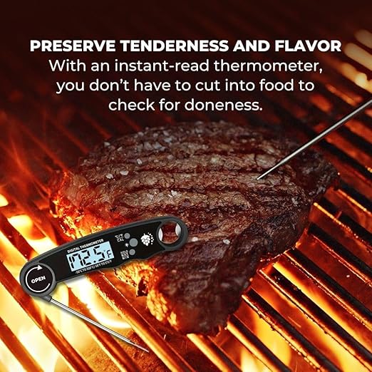 Cathy Yoder's Meat Thermometer Digital, Instant Read Food Thermometer for Cooking in Air Fryer Oven, BBQ, Grill & Baking. Measure Internal Temperatures Probe Easy Display Kitchen Grilling Accessories