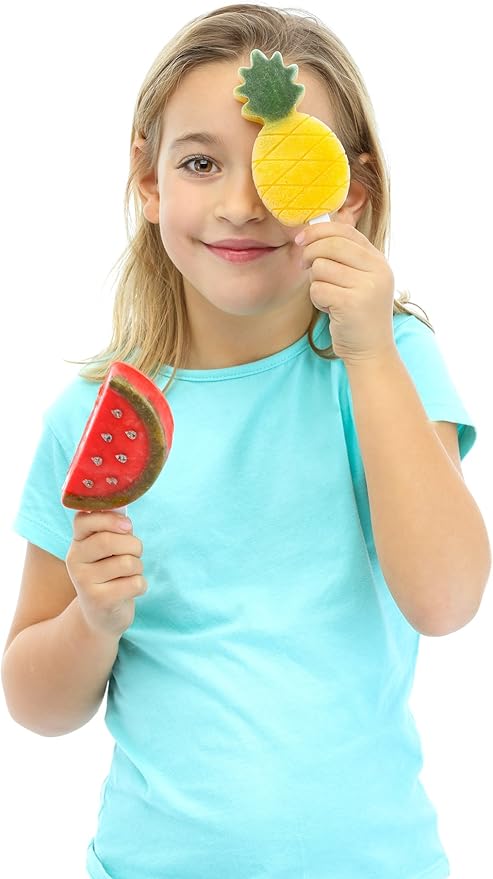 Lékué Set of 4 Tropical Popsicle & Ice Cream Molds + Sticks & Lids | Fun Shape Homemade Freezer Ice Pops | Flexible Platinum Silicone for Easy Fill & Unmold | Reusable & Dishwasher Safe| Multicolor