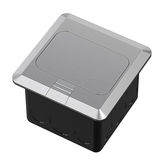 KYHSHJ 4.8A USB Chargers Pop Up Floor Waterproof Electrical Outlet Receptacle Stainless Steel Box, Silver