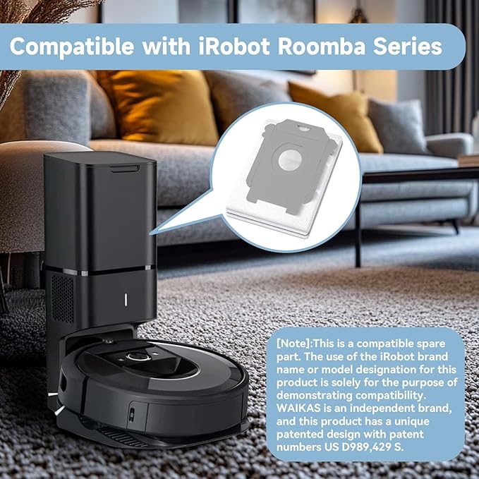 6 Pack Vacuum Bags for iRobot Roomba j9+, j7+, j5+, i5+, j6+, i3+, i4+, i8+, s9+, and Other i/s/j Series Clean Base Automatic Dirt Disposal Bags Replacement Parts