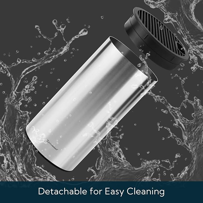 KITCHENDAO Universal Stainless Steel Knife Block,Round Kitchen Knife Holder without Knives, Modern Countertop Space Saver Knife Storage Stand with Slots for Scissors,Detachable for Easy Cleaning
