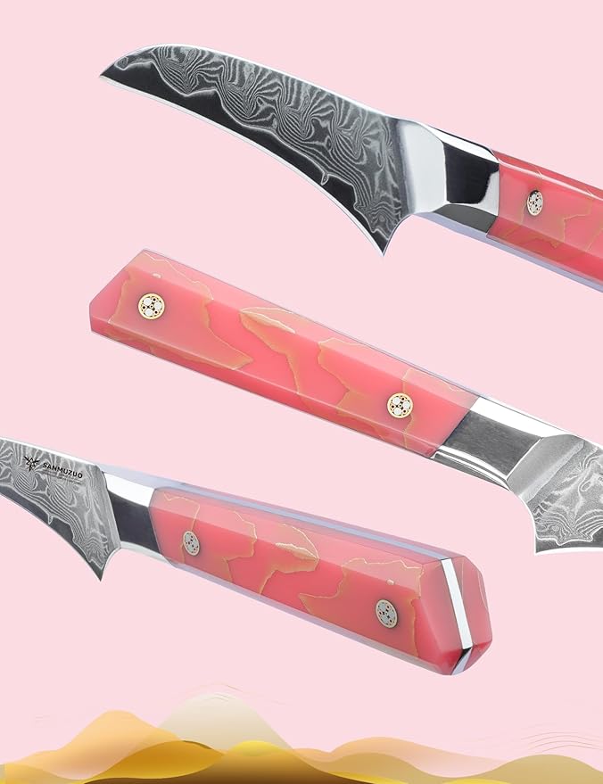 Bird Beak Paring Knife 3.5 Inch, Professional Kitchen Peeling Knife, Ultra Sharp Damascus Powder Steel with Full-tang Resin Handle, SHENG Series
