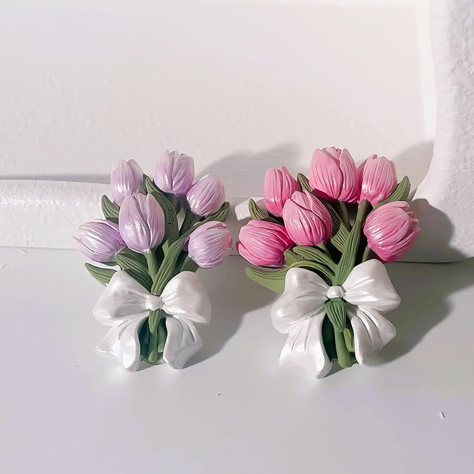 3D Tulip Bouquet Gypsum Plaster Mold, Flower Shaped Silicone Mold for Candle, Epoxy Resin and Soap Making, DIY Home Decor and Tulip Car Air Freshener, Unique Birthday Gift Idea